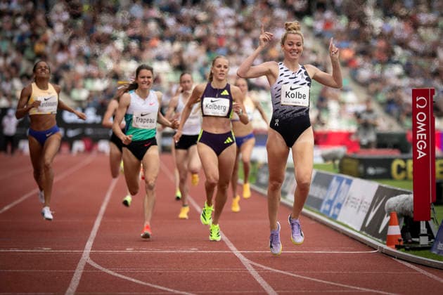 DRESDEN , GERMANY - MAY 31: Smilla Kolbe (GER Germany) celebrates her win with a 800m meeting record of 2:00.02 during the Golden Oval Continental Tour Silver meeting on May 31, 2026 at Heinz-Steyer-Stadion in Dresden, Saxony, Germany. Saxony Germany Copyright: xAxelxKohringx