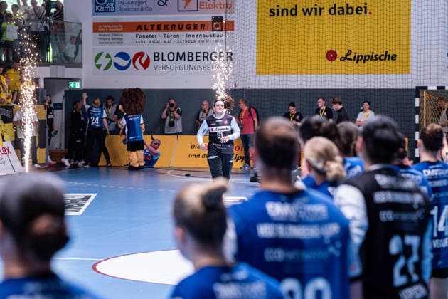 HSG Blomberg Lippe GER vs Borussia Dortmund GER Handball, 1 Handball Bundesliga Women, Final, Match 3, 31 5 2026, Season 2025 2026, Blomberg Nicole Roth HSG Blomberg Lippe, 61 at the run-in Blomberg Sporthalle an der Ulmenallee Germany