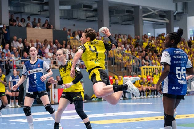 HSG Blomberg Lippe GER vs Borussia Dortmund GER Handball, 1 Handball Bundesliga Women, Final, Match 3, 31 5 2026, Season 2025 2026, Blomberg Alina Grijseels Borussia Dortmund, 04 in goal Blomberg Sporthalle an der Ulmenallee Germany