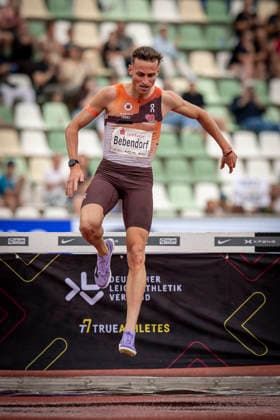 DRESDEN , GERMANY - MAY 31: Karl Bebendorf (GER Germany) competes in 200m steeplechase during the Golden Oval Continental Tour Silver meeting on May 31, 2026 at Heinz-Steyer-Stadion in Dresden, Saxony, Germany. Saxony Germany Copyright: xAxelxKohringx