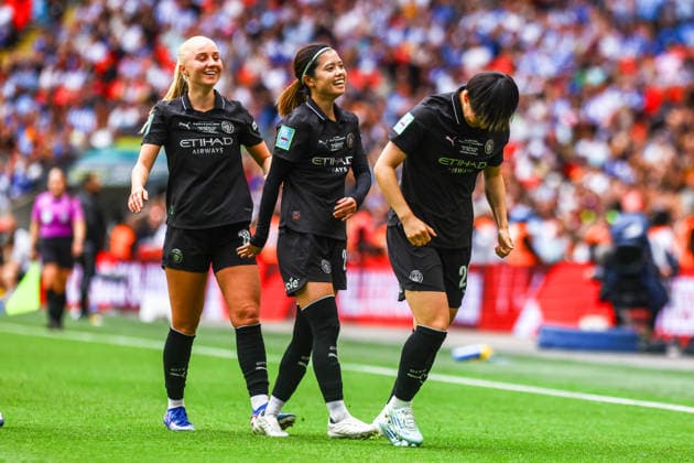Brighton and Hove Albion Women v Manchester City Women Adobe Womens FA Cup Aoba Fujino of Manchester City Women celebrates scoring her sides third goal of the game to make the score 3-0 during the Adobe Womens FA Cup Final between Brighton and Hove Albion Women and Manchester City Women at Wembley Stadium, London 31 05 2026 UK Newspapers OUT Copyright: xLucyxCopseyx FIL-23532-0081