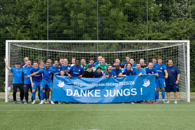 Dortmund, Germany 31 May 2026 Oberliga Westfalen 2025 2026 Sp 38 Tuerkspor Dortmund SV Westfalia Rhynern In the picture cheering after SV Westfalia Rhynern won the match against Türkspor Dortmund and thus the participation in the DFB Cup Mendeplatz 2 North Rhine-Westphalia Copyright: xFotostandx xZeisingx