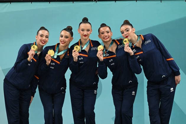 OTHER - Gymnastics - European Championships in Rhythmic gymnastics, Rhythmische Sportgymnastik, RSG Photo by IPA ABACAPRESS.COM85215807 - Group SPAIN Gold Medal during European Championships in Rhythmic Gymnastics, Gymnastics in Varna, Bulgaria, May 31 2026 Varna Bulgaria  Copyright: xIPAxSport ABACAx