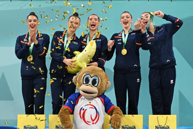 IPA85215811 - Group SPAIN Gold Medal during European Championships in Rhythmic gymnastics, Rhythmische Sportgymnastik, RSG Gymnastics in Varna, Bulgaria, May 31 2026  Copyright: xFilippoxTomasi IPAxSportx xx 85215811