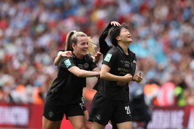 RECORD DATE NOT STATED 31st May 2026; Wembley Stadium, London, England; Womens FA Cup Final Football, Brighton and Hove Albion versus Manchester City; Aoba Fujino of Manchester City celebrates her goal in the 67th minute for 0-3 KatiexChan