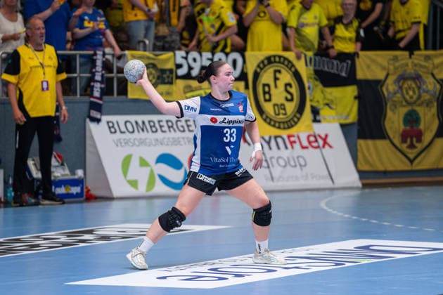 HSG Blomberg Lippe GER vs Borussia Dortmund GER Handball, 1 Handball Bundesliga Women, Final, Match 3, 31 5 2026, Season 2025 2026, Blomberg Elin Magnusdottir HSG Blomberg Lippe, 33 at match setup Blomberg Sporthalle an der Ulmenallee Germany