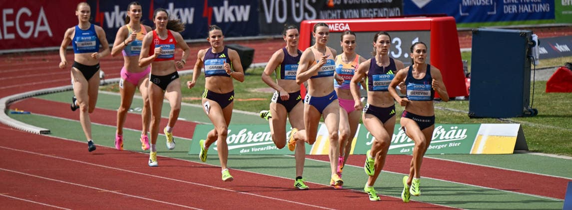 ATHLETICS - Hypomeeting Goetzis 2026 GOETZIS,AUSTRIA,31.MAY.26 - ATHLETICS - World Athletics Combined Events Tour, Hypomeeting, heptathlon, 800m. Image shows Erika Waerff (SWE), Sandrina Sprengel (GER), Sophie Weissenberg (GER), Vanessa Grimm (GER), Jade O˜Dowda (GBR), Sofie Dokter (NED), Annik Kaelin (SUI), Emma Oosterwegel (NED) and Sveva Gerevini (ITA). GEPAxpictures xOliverxLerch