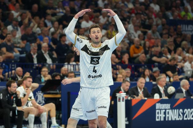 31 05 2026, xgox, Handball EHF European League Final THW Kiel MT Melsungen v l Domagoj Duvnjak Kiel, 4 Jubel, Torjubel, jubelt ueber das Tor, celebrate the goal, celebration Hamburg