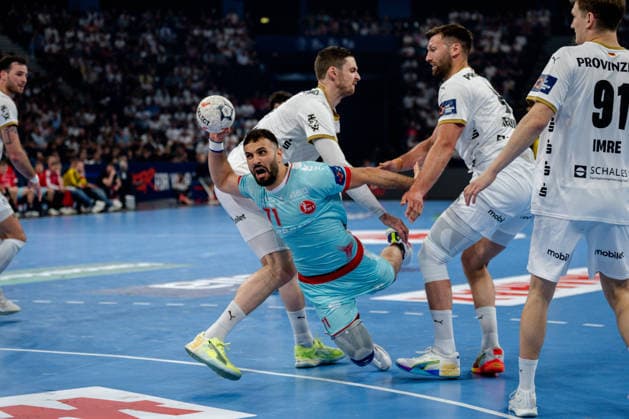 Hamburg, 31 05 2026, Handball, Men, EHF European League Men 2025 26, Final, THW Kiel MT Melsungen Mohamed Darmoul MT Melsungen, 71 on goal throw