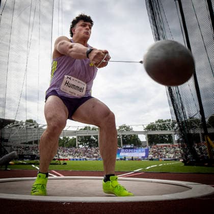 DRESDEN , GERMANY - MAY 31: Merlin Hummel (GER Germany) competes in the hammer throw during the Golden Oval Continental Tour Silver meeting on May 31, 2026 at Heinz-Steyer-Stadion in Dresden, Saxony, Germany. Saxony Germany Copyright: xAxelxKohringx