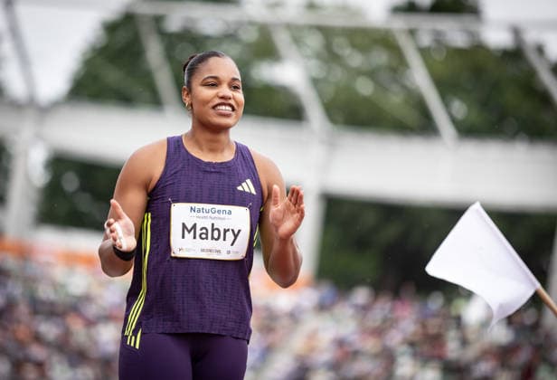 Golden Oval Dresden, 31 05 2026 Delighted to win the womens shot put Yemisi Mabry GER Germany Athletics Meeting Golden Oval on 31 05 2026 at the Heinz Steyer Stadium in Dresden Saxony Copyright: xBEAUTIFULxSPORTS R.xSchmittx