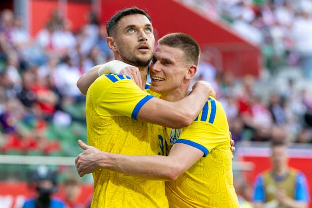 Poland v Ukraine - International Friendly, Länderspiel, Nationalmannschaft Roman Yaremchuk, Oleh Ocheretko during the friendly match between Poland and Ukraine in Wroclaw, Poland, on May 31, 2026 NO SALES POLAND Wroclaw Poland  Copyright: xAndrzejxIwanczukx originalFilename:iwanczuk-polandvu260531_npP7T.jpg
