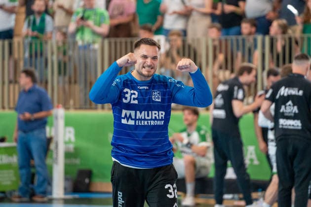 Handball I Men I Season 2025 2026 I 2 Bundesliga I 33 Matchday I HC Oppenweiler Backnang Eulen Ludwigshafen I 31 05 2026 Janis Boieck 32, HC Oppenweiler Backnang jubelt Backnang Murrtal Arena Baden Württemberg Germany Copyright: xLobeca MaxxPetershansx