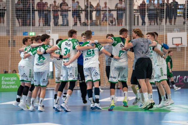 Handball I Men I Season 2025 2026 I 2 Bundesliga I 33 Matchday I HC Oppenweiler Backnang Eulen Ludwigshafen I 31 05 2026 HC Oppenweiler Backnang celebrates first win of the season in last home game Backnang Murrtal Arena Baden Württemberg Germany Copyright: xLobeca MaxxPetershansx