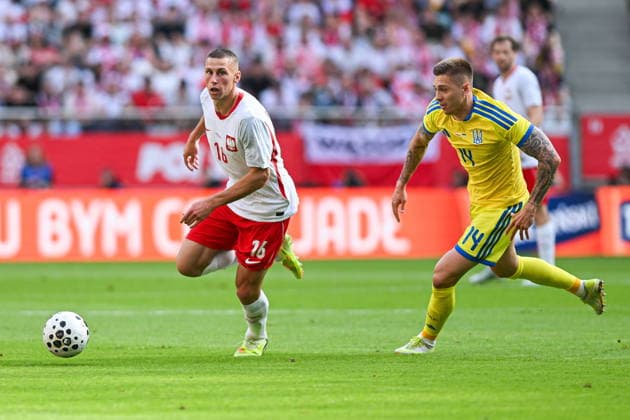 Wroclaw 31.05.2026. Football International Friendly, Länderspiel, Nationalmannschaft match between Poland and Ukraine in Wroclaw, Poland --- Pilka nozna Mecz towarzyski sezon 2025 2026 Polska - Ukraina. Persons Shown : Jakub Piotrowski Yehor Nazaryna Fot. Antoni Dec Arena Akcji NEWSPIX.PL --- newspix.pl POLAND OUT! 