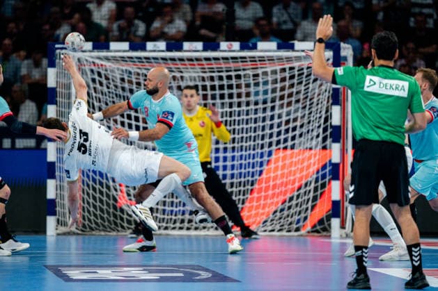 Hamburg, 31 05 2026, Handball, Men, EHF European League Men 2025 26, Final, THW Kiel MT Melsungen Mykola Bilyk THW Kiel, 53 on goal throw