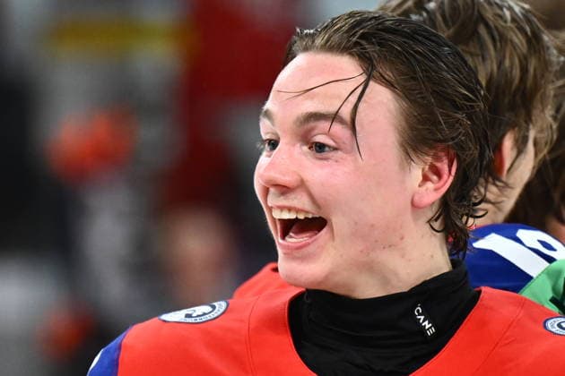Noah Steen of Norway celebrates after winning the bronze medal match Canada vs Norway at the 2026 IIHF Ice hockey, Eishockey World Championship, WM, Weltmeisterschaft in Zurich, Switzerland, May 31, 2026. (CTKxPhoto RadekxPetrasek) CTKPhotoP2026053104769  CTKPhotoP2026053104769