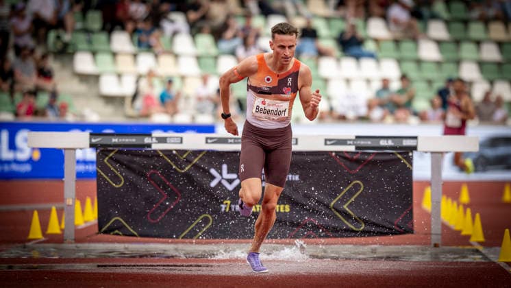 DRESDEN , GERMANY - MAY 31: Karl Bebendorf (GER Germany) competes in the 2000m steeplechase during the Golden Oval Continental Tour Silver meeting on May 31, 2026 at Heinz-Steyer-Stadion in Dresden, Saxony, Germany. Saxony Germany Copyright: xAxelxKohringx