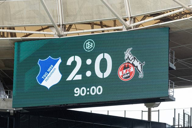U19 DFB Nachwuchsliga A, 2025 2026, Final TSG Hoffenheim U19 1 FC Köln U19 31 05 2026 Screen with the score, 2 0 for TSG 1899 Hoffenheim U19 U19 DFB Nachwuchsliga A, 2025 2026, Final TSG Hoffenheim U19 1 FC Köln U19 PreZero Arena, Sinsheim 31 05 2026 DFB regulations prohibit any use of photographs as image sequences and or quasi video Copyright: xBEAUTIFULxSPORTS Buriakovx