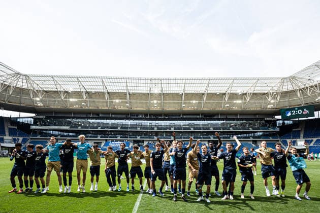 U19 DFB Nachwuchsliga A, 2025 2026, Final TSG Hoffenheim U19 1 FC Köln U19 31 05 2026 TSG 1899 Hoffenheim U19 celebrate victory with the fans U19 DFB Nachwuchsliga A, 2025 2026, Final TSG Hoffenheim U19 1 FC Köln U19 PreZero Arena, Sinsheim 31 05 2026 DFB regulations prohibit any use of photographs as image sequences and or quasi video Copyright: xBEAUTIFULxSPORTS Buriakovx