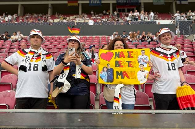 31 05 2026, Football friendly international match 3 match day, Germany Finland, in the Mewa Arena Mainz, Nathaniel Brown Germany is celebrated here