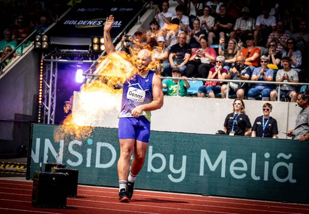 Golden Oval Dresden, 31 05 2026 On fire Discus thrower Matthew Denny AUS Australia at the athletes presentation Athletics Meeting Golden Oval on 31 05 2026 at the Heinz Steyer Stadium in Dresden Saxony Copyright: xBEAUTIFULxSPORTS R.xSchmittx