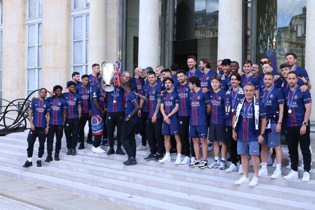 Ceremony at the Elysee for 2026 PSG UEFA Victory – Paris UEFA Champion Paris Saint-Germain Team, Spanish coach Luis Enrique, Qatari president Nasser al-Khelaifi and Portuguese Football Advisor Luis Campos arriving for a reception at the Elysee presidential palace in Paris, France on May 31, 2026, a day after PSG won the 2026 final football match against Arsenal in Budapest. Photo by Jerome Domine ABACAPRESS.COM Paris France  Copyright: xDominexJerome ABACAx