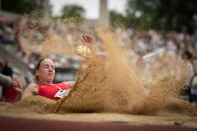 DRESDEN , GERMANY - MAY 31: Imke Daalmann (GER Germany) competes in the long jump during the Golden Oval Continental Tour Silver meeting on May 31, 2026 at Heinz-Steyer-Stadion in Dresden, Saxony, Germany. Saxony Germany Copyright: xAxelxKohringx