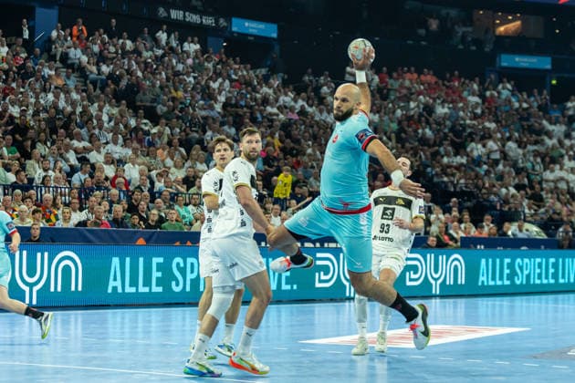 during the handball final of the Winamax EHF Finals 2026 between THW Kiel and MT Melsungen at Barclays Arena on May 31, 2026 in Hamburg, Germany