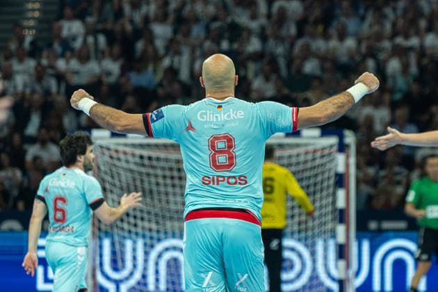 during the handball final of the Winamax EHF Finals 2026 between THW Kiel and MT Melsungen at Barclays Arena on May 31, 2026 in Hamburg, Germany