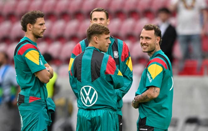 pre-match pitch inspection Joshua Kimmich GER 06 Leon Goretzka GER 08 Goalkeeper Manuel Neuer 01 David Raum GER 22 DFB Laenderspiel Deutschland GER vs Finnland FIN Freundschaftsspiel Testspiel am 31 05 2026 DFL REGULATIONS PROHIBIT ANY USE OF PHOTOGRAPHS AS IMAGE SEQUENCES AND OR QUASI VIDEO DFB Laenderspiel Deutschland GER vs Finnland FIN