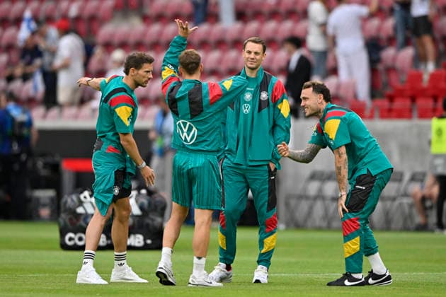 pre-match pitch inspection Joshua Kimmich GER 06 Leon Goretzka GER 08 Goalkeeper Manuel Neuer 01 David Raum GER 22 DFB Laenderspiel Deutschland GER vs Finnland FIN Freundschaftsspiel Testspiel am 31 05 2026 DFL REGULATIONS PROHIBIT ANY USE OF PHOTOGRAPHS AS IMAGE SEQUENCES AND OR QUASI VIDEO DFB Laenderspiel Deutschland GER vs Finnland FIN