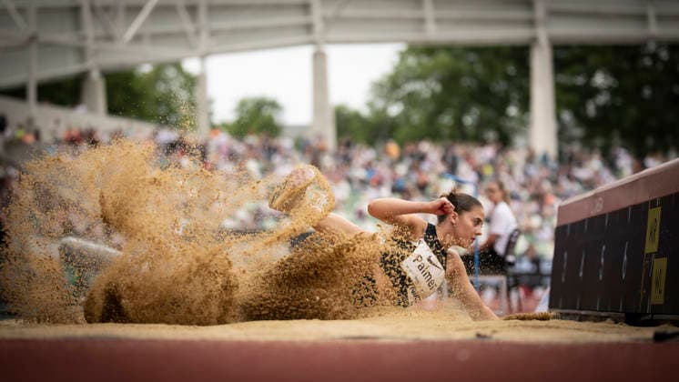 DRESDEN , GERMANY - MAY 31: Molly Palmer (GBR Great Britain) competes in the long jump during the Golden Oval Continental Tour Silver meeting on May 31, 2026 at Heinz-Steyer-Stadion in Dresden, Saxony, Germany. Saxony Germany Copyright: xAxelxKohringx