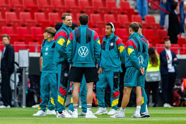 MAINZ, GERMANY - MAY 31: during the International Friendly, Länderspiel, Nationalmannschaft Germany vs. Finland at MEWA Arena on May 31, 2026 in Mainz, Germany. The German walks on the pitch; Manuel Neuer (Germany, 1); Jamal Musiala (Germany, 10) Rhineland-Palatinate Germany Copyright: xStephanxHahnex