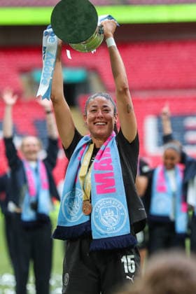 Brighton and Hove Albion Women v Manchester City Women Adobe Womens FA Cup Leila Ouahabi of Manchester City Women celebrates winning the Adobe Womens FA Cup Final at Wembley Stadium, London 31 05 2026 UK Newspapers OUT Copyright: xLucyxCopseyx FIL-23532-0142