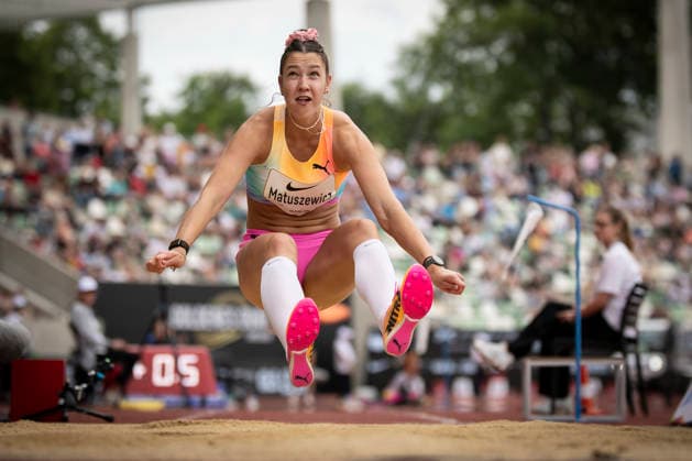 DRESDEN , GERMANY - MAY 31: Anna Matuszewicz (POL Poland) competes in the long jump during the Golden Oval Continental Tour Silver meeting on May 31, 2026 at Heinz-Steyer-Stadion in Dresden, Saxony, Germany. Saxony Germany Copyright: xAxelxKohringx