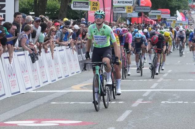 May 31, 2026, Laval, Bretagne, FRANCE: Victory etape Olav Kooij during the of the Boucles de la Mayenne - Cro dit Mutuel, UCI ProSeries Cycling event, 3eme Etape Cosse le Vivien - Laval on 31 May 2026 in Laval, France: photos . Laval FRANCE - ZUMAl193 20260531_zsp_l193_005 Copyright: xLaurentxLairysx