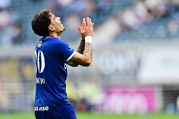 KAA Gent v KRC Genk - Jupiler Pro League Europe Play-Off Decider GENT, BELGIUM - MAY 31 : Tiago Alves Araujo Felipe defender of KAA Gent pictured during the Jupiler Pro League Europe Play-Off decider match with the last European Conference League ticket at stake between KAA Gent and KRC Genk on May 31, 2026 in Gent, Belgium, 31 05 2026 Gent Belgium  Copyright: xPeterxDexVoechtx
