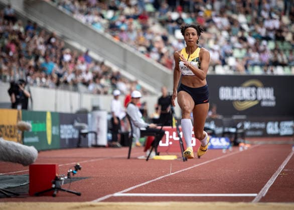 Golden Oval Dresden, 31 05 2026 On the run-up to the long jump Malaika Mihambo GER Germany Athletics Meeting Golden Oval on 31 05 2026 at the Heinz Steyer Stadium in Dresden Saxony Copyright: xBEAUTIFULxSPORTS R.xSchmittx