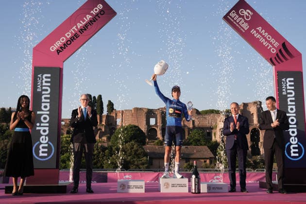 Italy™s Giulio Ciccone of Lidl-Trek (Azure jersey) during Stage 21 of the Giro d™Italia from Rome to Rome, Italy. Monday May 31, 2026  Copyright: xMassimoxPaolonex xLaPressex