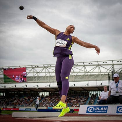 DRESDEN , GERMANY - MAY 31: Yemisi Mabry (GER Germany)competes in the women’s shot put during the Golden Oval Continental Tour Silver meeting on May 31, 2026 at Heinz-Steyer-Stadion in Dresden, Saxony, Germany. Saxony Germany Copyright: xAxelxKohringx