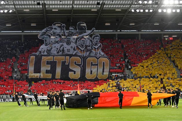 vor Spielbeginn: Choreo, Choreographie, Fanaktion Deutsche Mannschaft Let™s Go DFB Laenderspiel Deutschland GER vs Finnland FIN Freundschaftsspiel Testspiel am 31.05.2026 DFL REGULATIONS PROHIBIT ANY USE OF PHOTOGRAPHS AS IMAGE SEQUENCES AND OR QUASI-VIDEO DFB Laenderspiel Deutschland GER vs Finnland FIN