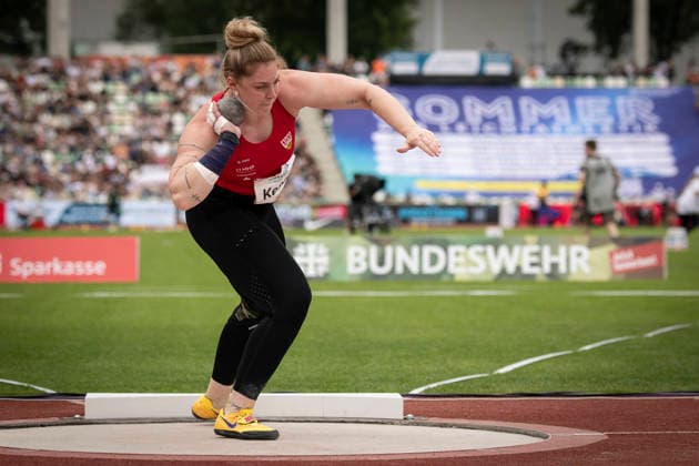 DRESDEN , GERMANY - MAY 31: Alina Kenzel (GER Germany) competes in the women’s shot put during the Golden Oval Continental Tour Silver meeting on May 31, 2026 at Heinz-Steyer-Stadion in Dresden, Saxony, Germany. Saxony Germany Copyright: xAxelxKohringx