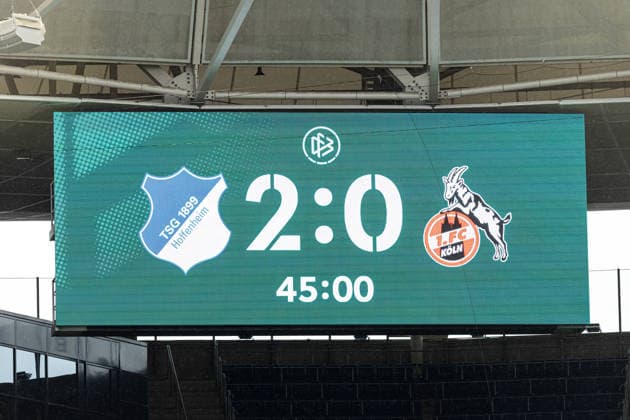 U19 DFB Nachwuchsliga A, 2025 2026, Final TSG Hoffenheim U19 1 FC Köln U19 31 05 2026 Score at half-time, Hoffenheim leads 2 0 against 1 FC Köln U19 U19 DFB Nachwuchsliga A, 2025 2026, Final TSG Hoffenheim U19 1 FC Köln U19 PreZero Arena, Sinsheim 31 05 2026 DFB regulations prohibit any use of photographs as image sequences and or quasi video Copyright: xBEAUTIFULxSPORTS Buriakovx