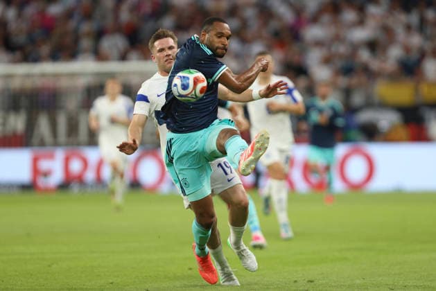 Jonathan Tah Germany and Benjamin Källman Finland battle for the ball during the international friendly match between Germany and Finland at MEWA Arena on May 31, 2026 in Mainz, Germany Photo by Oliver Kaelke DeFodi Images