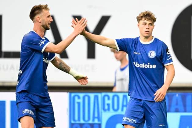 KAA Gent v KRC Genk - Jupiler Pro League Europe Play-Off Decider GENT, BELGIUM - MAY 31 : De Vlieger Tibe midfielder of KAA Gent celebrates scoring a penalty during the Jupiler Pro League Europe Play-Off decider match with the last European Conference League ticket at stake between KAA Gent and KRC Genk on May 31, 2026 in Gent, Belgium, 31 05 2026 Gent Belgium  Copyright: xNicoxVereeckenx