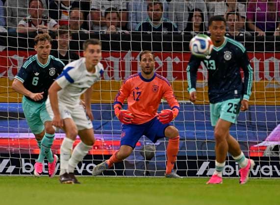31 05 2026, Football friendly international match 3 match day, Germany Finland, in the Mewa Arena Mainz, f l Joshua Kimmich Germany , goalkeeper Oliver Baumann Germany and Felix Nmecha Germany