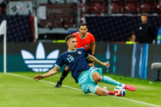 MAINZ, GERMANY - MAY 31: Nico Schlotterbeck (Germany, 15) slides to secure the ball during the International Friendly, Länderspiel, Nationalmannschaft Germany vs. Finland at MEWA Arena on May 31, 2026 in Mainz, Germany. Rhineland-Palatinate Germany Copyright: xStephanxHahnex
