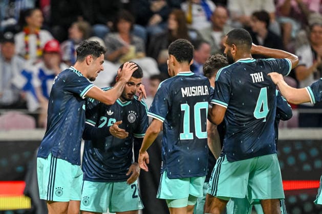 Deniz Undav Germany celebrates after scoring his team s first goal with teammates during the international friendly match between Germany and Finland at MEWA Arena on May 31, 2026 in Mainz, Germany Photo by Harry Langer DeFodi Images