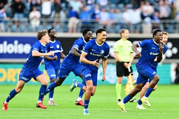 KAA Gent v KRC Genk - Jupiler Pro League Europe Play-Off Decider GENT, BELGIUM - MAY 31 : players of Gent celebrate during the Jupiler Pro League Europe Play-Off decider match with the last European Conference League ticket at stake between KAA Gent and KRC Genk on May 31, 2026 in Gent, Belgium, 31 05 2026 Gent Belgium  Copyright: xPeterxDexVoechtx